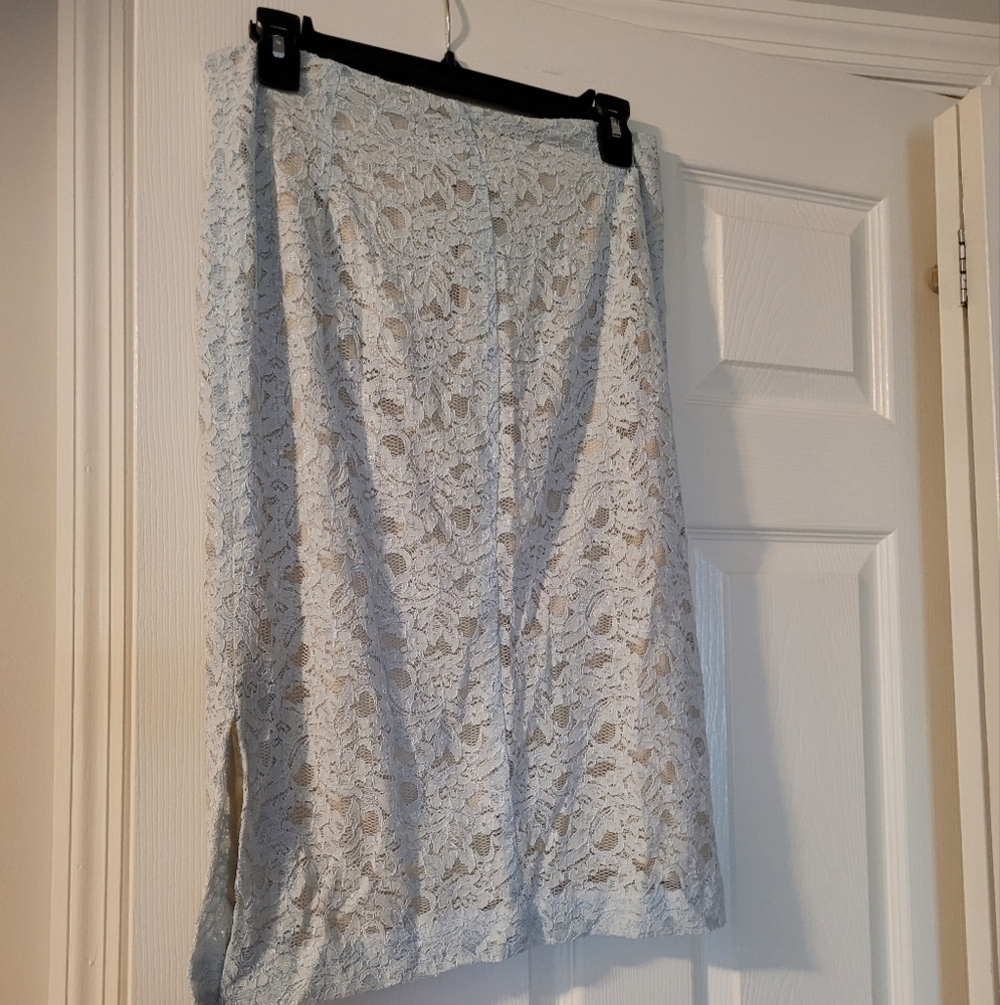 Elegant Lace Skirt in Light Blue